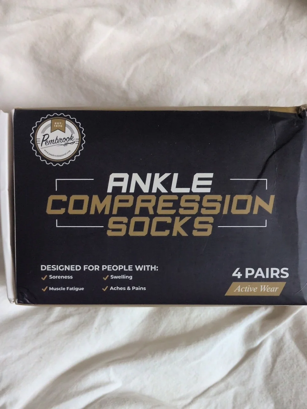 Ankle Compression Socks - Black & Gold (4 Pairs)